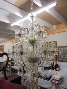 A large glass chandelier, COLLECT ONLY.