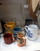 A frog mug, beer tankards & steins, large Haake-beck glass boot etc. COLLECT ONLY