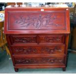 A heavy mahogany bureau, COLLECT ONLY.