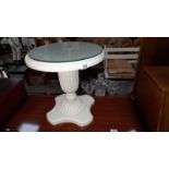 A glass top white painted side table, COLLECT ONLY