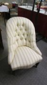 A Victorian nursing chair (recently upholstered). COLLECT ONLY