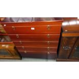 A dark wood stained bedroom chest of drawers, 76cm x 45cm x 98cm high, COLLECT ONLY