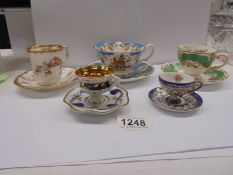 Five porcelain tea cups and saucers including circa 1920 Hammersley, Golden Jubilee etc.,