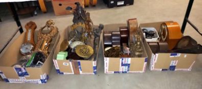 A large quantity of clock cases, movements and barometers (for spares or repairs), COLLECT ONLY