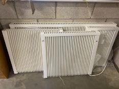 4 as new boxed oil filled radiators, 2 x 69cm x 64cm, 45cm x 64cm, 133cm x 64cm all sizes are