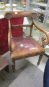 A mahogany elbow chair, COLLECT ONLY.