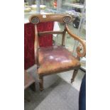 A mahogany elbow chair, COLLECT ONLY.