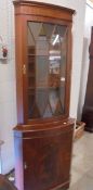 A mahogany corner cabinet, COLLECT ONLY.