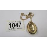 A 9ct gold locket on a 9ct gold chain, 6.7 grams.