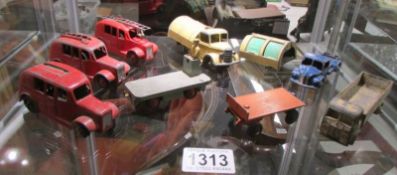 A quantity of play worn Dinky commercial vehicles including fire engine.