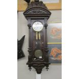 A Victorian mahogany twin weight Vienna wall clock, COLLECT ONLY.