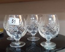 6 cut glass brandy glasses