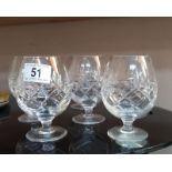 6 cut glass brandy glasses