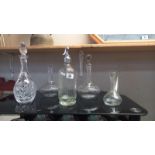 3 glass decanters & 1 other item (1 missing stopper, & 1 stopper A/F), a soda syphon from