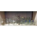 A good lot of glass 'cafe' milk/juice jugs plus other jugs & glasses, COLLECT ONLY