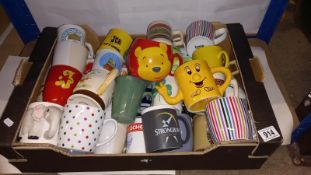 A large box of various novelty mugs, COLLECT ONLY