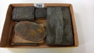 A selection of early printing blocks etc. including W. J. Griffin wholesale tea dealer, Fullwood