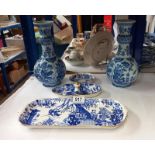 A quantity of blue & white Chinese vases, Royal Crown, Denby blue Mikado dishes