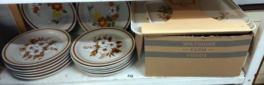 Mountain Wood collection, stoneware dried flowers, Japanese dinner plates & a box of cutlery/