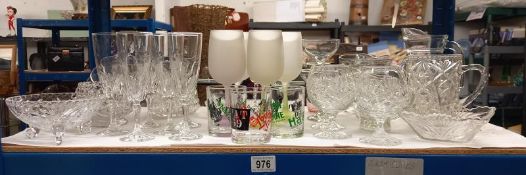 A good lot of glassware including crystal, wine glasses, jugs etc