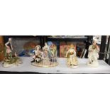 A Meissen figure group, Capo-di-monte girl with chicken & 1 other & a Staffordshire pottery figure