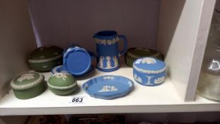 A quantity of Wedgwood blue & green Jasperware