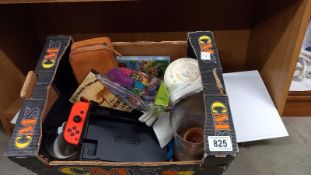 A box of miscellaneous including crayons & Nintendo Switch (untested)