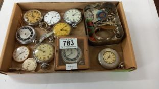 A silver cased pocket watch, railway time keeper, services army etc. mostly for repair