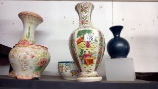 A signed Chinese vase (hole in bottom) & Portugal jardiniÃ¨re on stand etc.