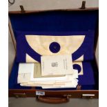 A quantity of Masonic items in a leather case