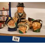 A Royal Doulton Winston Churchill Toby jug & 5 Doulton character jugs