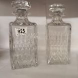 A pair of square cut glass decanters