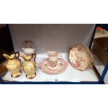 A quantity of various pottery including jug & bowl & pair of ewer vases etc.