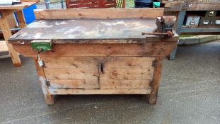 A vintage carpenters bench with 2 vices, COLLECT ONLY