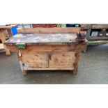 A vintage carpenters bench with 2 vices, COLLECT ONLY