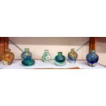 7 heavy art glass bud vases