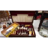 A vintage canteen of cutlery plus box containing extra vintage knives