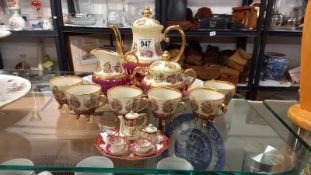 A continental Gloria fine porcelain coffee set plus a miniature set