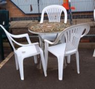 A tile top garden table & 3 chairs, COLLECT ONLY
