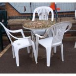 A tile top garden table & 3 chairs, COLLECT ONLY