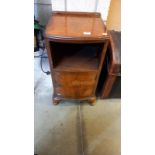 An Edwardian walnut veneered bedside pot cupboard