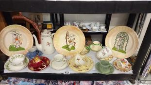 3 Royal Worcester, Spode Palissy plates & various cups & saucers