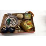 Cloisonne enamel balls, cowbells etc.