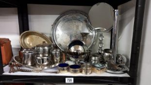 A good selection of stainless steel & chrome plated metalware including sugar bowl & trays etc.