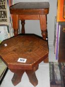 A small heavy oak stool and one other. COLLECT ONLY.