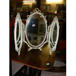 A white French style triple dressing table mirror, COLLECT ONLY.