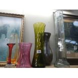A mixed lot of coloured glass vases etc., COLLECT ONLY.