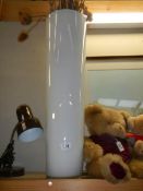A tall white studio glass vase, 70 cm tall. COLLECT ONLY.