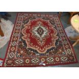 A burgundy patterned coloured rug - 233cm x 170cm COLLECT ONLY