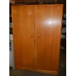 A retro light oak double wardrobe, COLLECT ONLY.